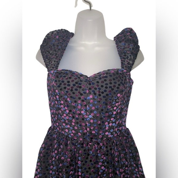 Amanda Uprichard Clydette Black Purple Velvet Mini Dress M - Picture 5 of 6
